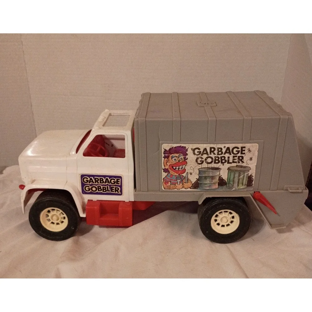 VTG 1970 Processed Plastic Co Garbage Gobbler Toy Sanitation Truck White Grey